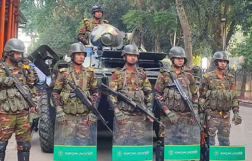 ট্রাইব্যুনালে কড়া নিরাপত্তায় বিজিবি, পুলিশ, সেনাবাহিনী
