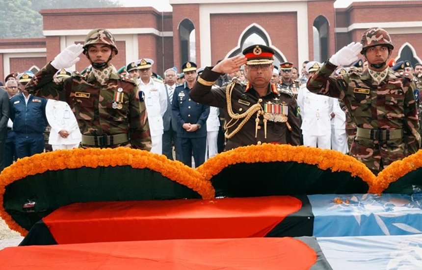 সুদানে ড্রোন হামলায় শহীদ ৬ বাংলাদেশি শান্তিরক্ষীর জানাজা অনুষ্ঠিত