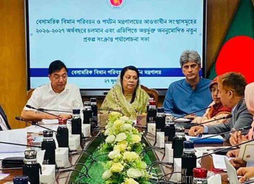 বেসামরিক বিমান পরিবহন ও পর্যটন খাতের নতুন প্রকল্প নিয়ে পর্যালোচনা